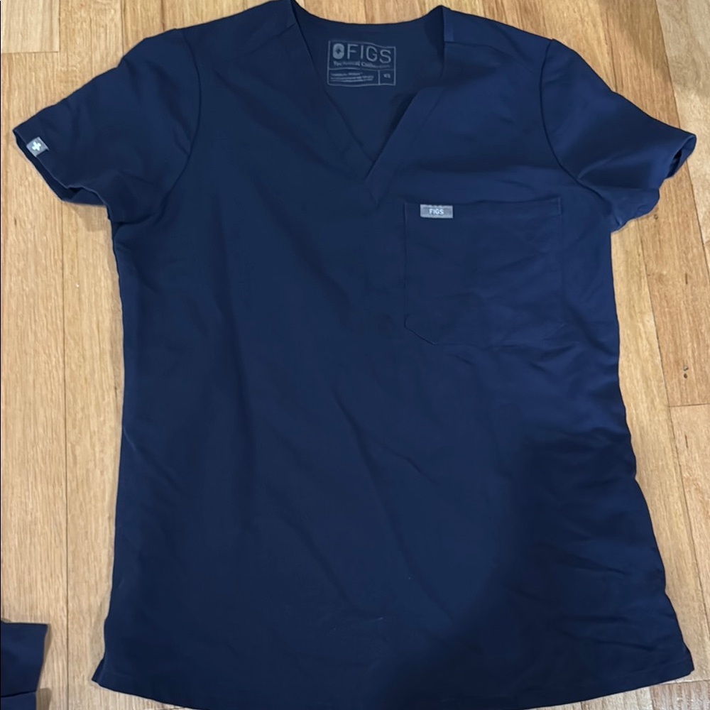 Figs Navy Blue Scrub Top